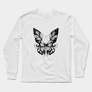 Butterfly Wild Animal Nature Illustration Art Tattoo Long Sleeve T-Shirt